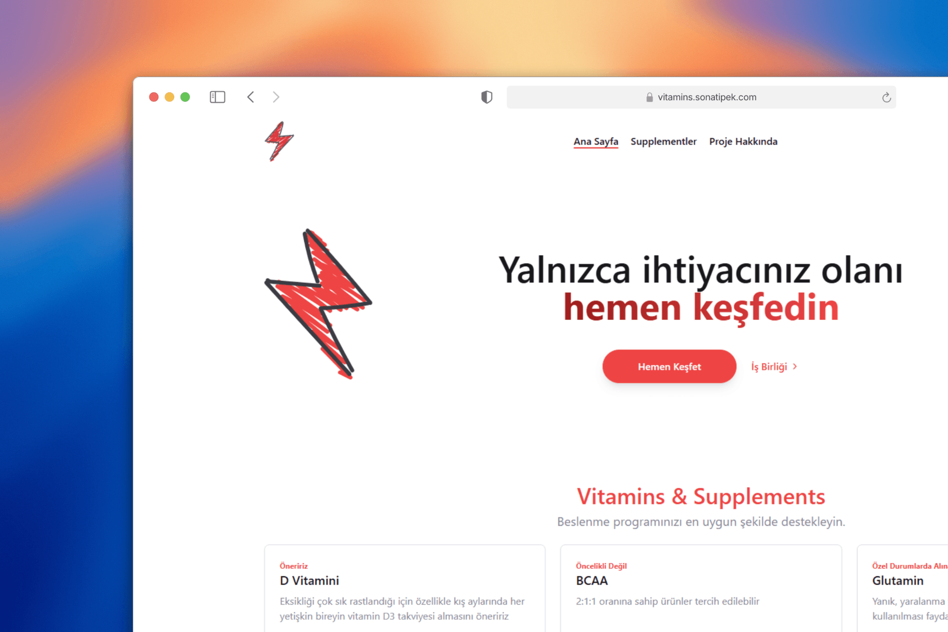 Vitamins & Supplements — Full-Stack Project